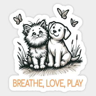 Breathe Love Play - Whiskers & Wags Sticker